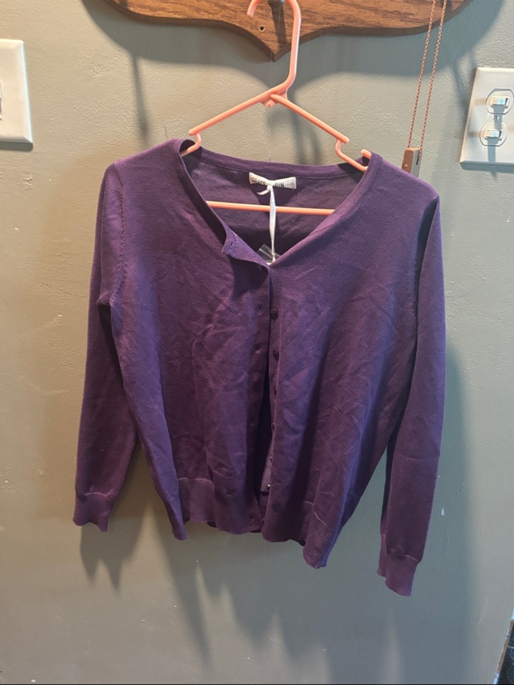 Grace Karin Purple V-Neck Button Cardigan